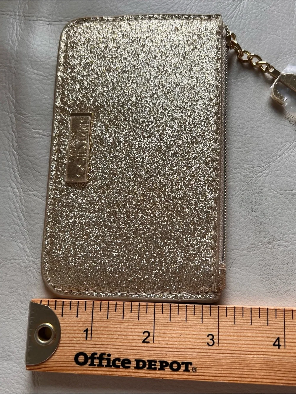 Jimmy Choo Parfums Gold Glitter Coin Purse Credit Card Pouch